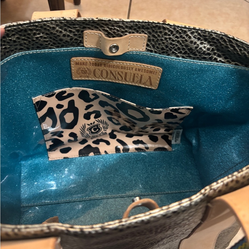 Consuela Metallic and Tan Textured Tote - Picture 3 of 4